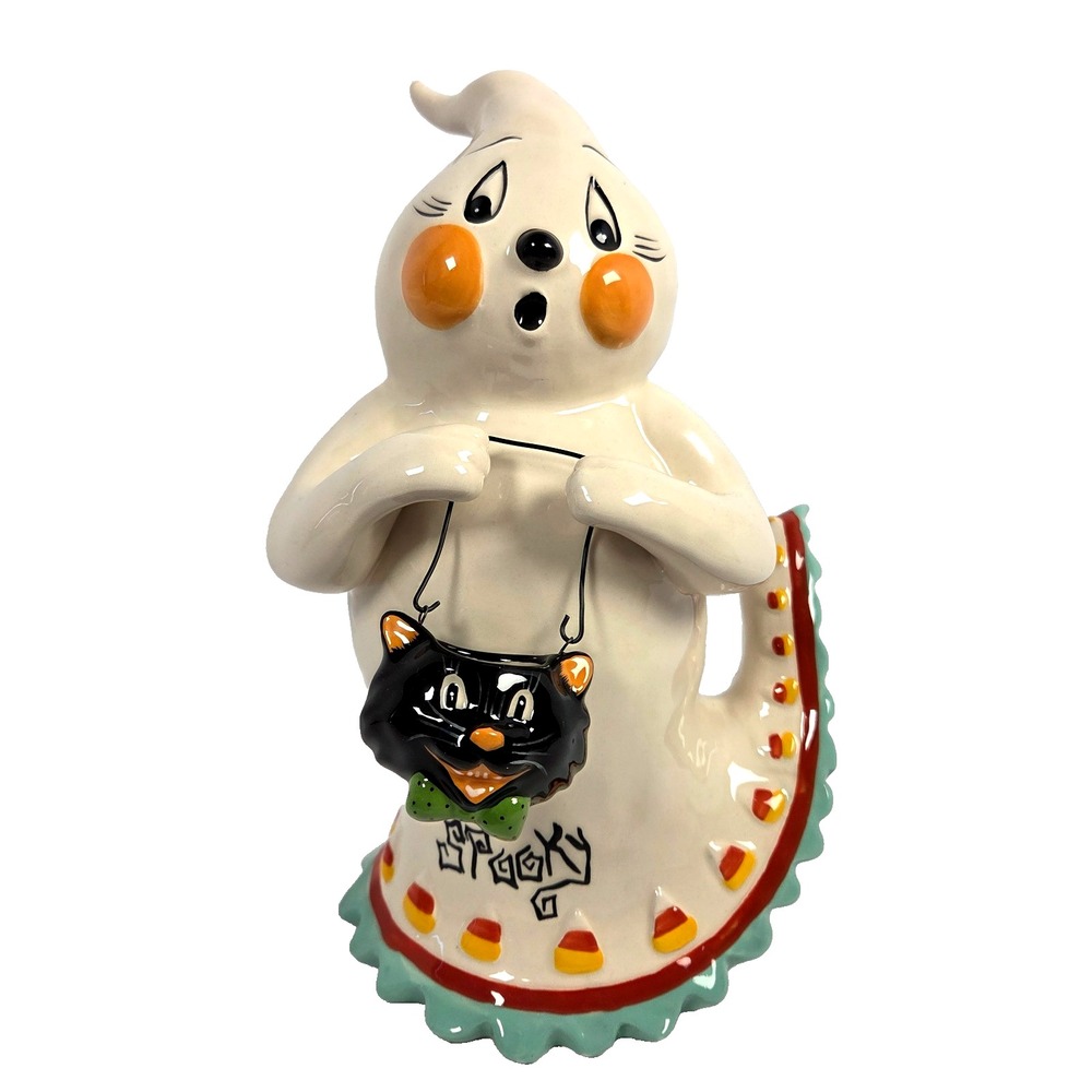 Blue Sky Clayworks Ghost Figurine Heather Goldminc Black Cat Bag Halloween NEW